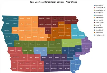 VR Area Office Service Areas in Iowa